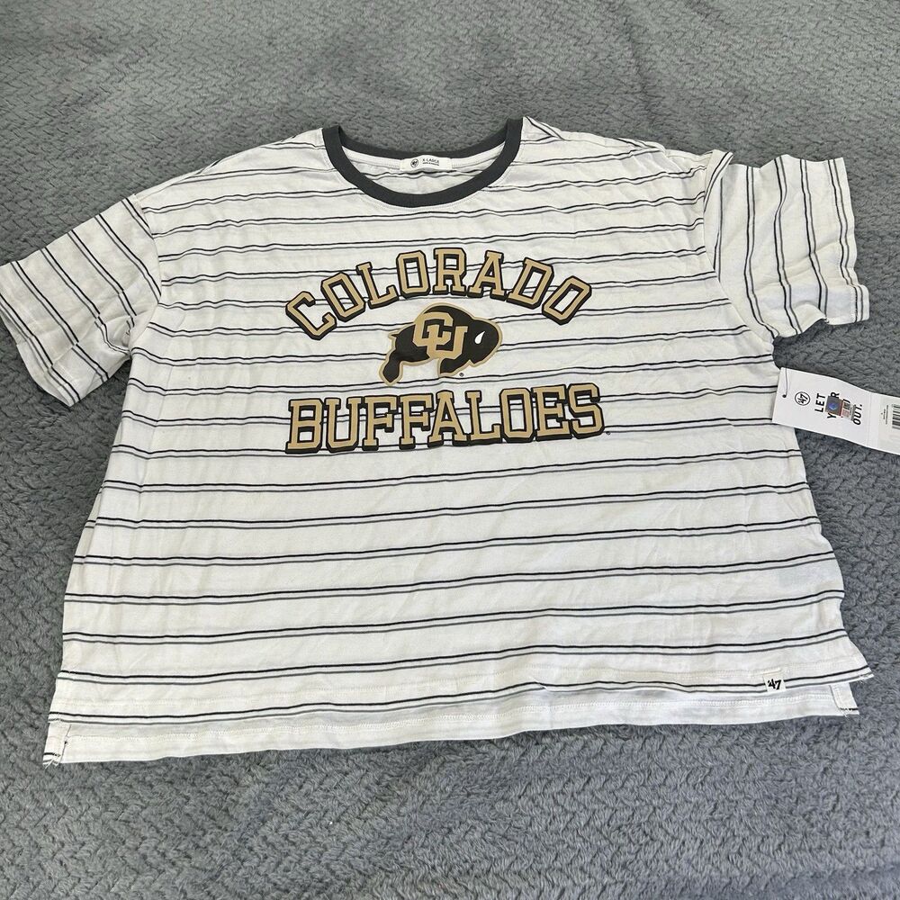 Colorado Buffaloes ‘47 BRAND Women’s XL Striped Short Sleeve T-Shirt NWT